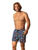 Pánské plavkové kraťasy Happy Shorts long SM29-48 Tmavě modrá mix - Self Pánské plavkové kraťasy Happy Shorts long SM29-48 Tmavě modrá mix - Self