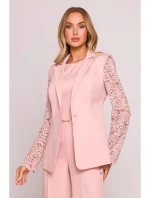 Dámské sako s krajkovými rukávy M865 Pudr růžová - MOE