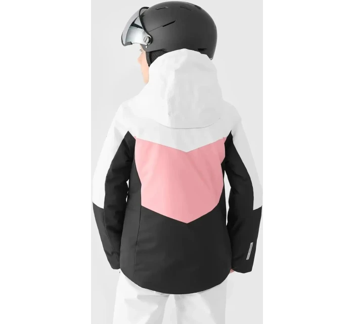 Dívčí zimní bunda JAF545 bílo-černo-růžová - 4F