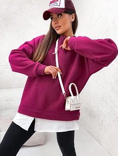 Dámská oversize mikina ve vínové bordó barvě s imitací košile model 20899085 - Moon