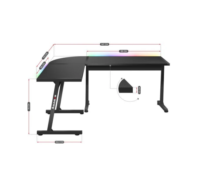 Herní stůl Hero model 21335676 Black RGB - Huzaro