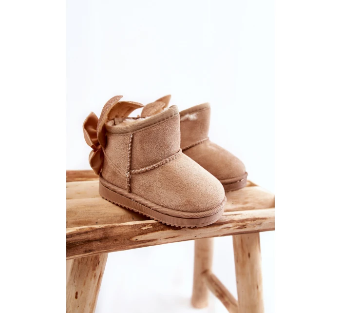 Dívčí teplé sněhule s mašlemi Béžove model 21597291 - Boto Dívčí teplé sněhule s mašlemi Béžove model 21597291 - Boto