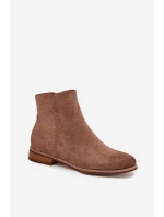 Dámské kotníkové boty na ploché podrážce model 21712281 světle hnědé - VINCEZA