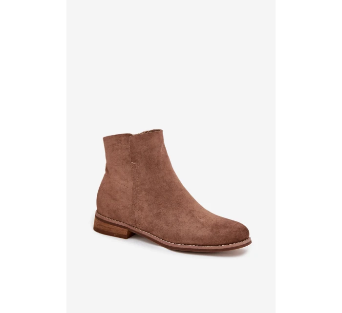 Dámské kotníkové boty na ploché podrážce model 21712281 světle hnědé - VINCEZA