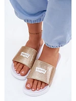 Dětské pantofle LEVI'S VPOL0251S-3923 Zlaté s brokátom Dětské pantofle LEVI'S VPOL0251S-3923 Zlaté s brokátom