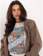 T shirt model 21798148 jasny beżowy - FPrice T shirt model 21798148 jasny beżowy - FPrice