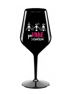 POVINNÉ CVIČENÍ - černá nerozbitná sklenice na víno 470 ml