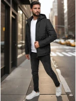 Pánská přechodná prošívaná bunda s kapucí černá FashionStreet TX5003 Pánská přechodná prošívaná bunda s kapucí černá FashionStreet TX5003