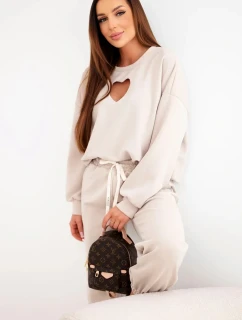 Dámský komplet máslo s výřezem ve tvaru srdce béžový