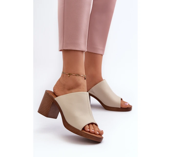 Elegantní Lehké Dámské Sandály Na Podpatku Béžové model 21657982 - EVENTO
