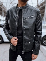 Pánská kožená bunda černá FashionStreet TX4711 Pánská kožená bunda černá FashionStreet TX4711
