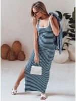 SUMMER LOVE maxi šaty v jedné velikosti modro-bílé FashionStreet EY2612