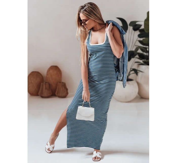 SUMMER LOVE maxi šaty v jedné velikosti modro-bílé FashionStreet EY2612