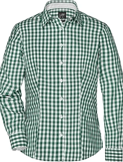 Daiber JN 616 Popelínová kostkovaná halenka s dl. rukávem 02.0616 forest green/white