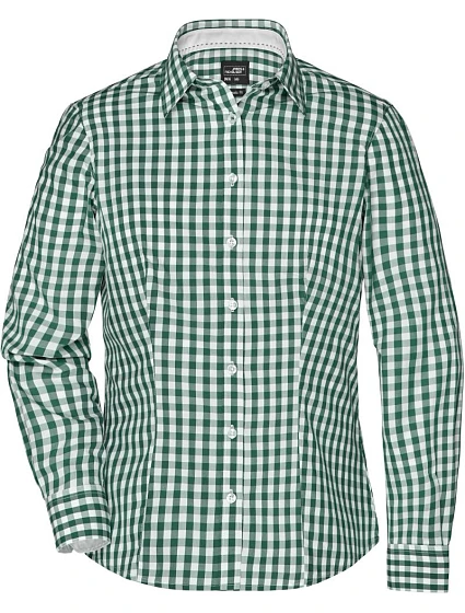 Daiber JN 616 Popelínová kostkovaná halenka s dl. rukávem 02.0616 forest green/white Daiber JN 616 Popelínová kostkovaná halenka s dl. rukávem 02.0616 forest green/white