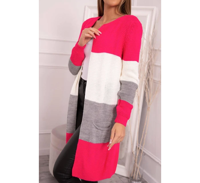 Pruhovaný svetr malinová + růžová Pruhovaný svetr malinová + růžová
