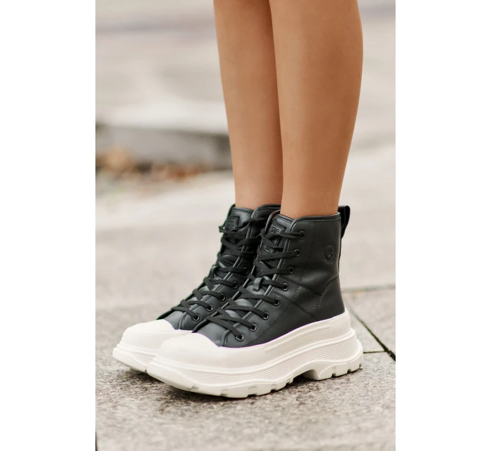 Kožené Zateplené Tenisky Na Masivní Platformě Big Star model 21676148 Černé - Big Star Shoes Kožené Zateplené Tenisky Na Masivní Platformě Big Star model 21676148 Černé - Big Star Shoes