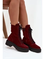 Dámské workery z pravé kůže s  bordó model 21712894 - Zazoo