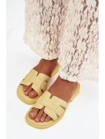 Dámské pantofle na ploché podrážce Žluté Lorania