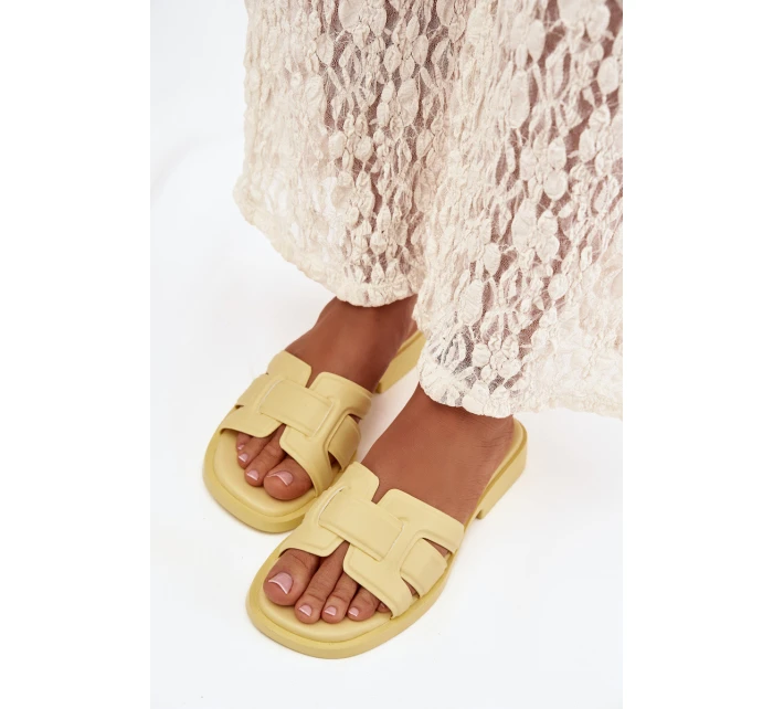 Dámské pantofle na ploché podrážce Žluté Lorania