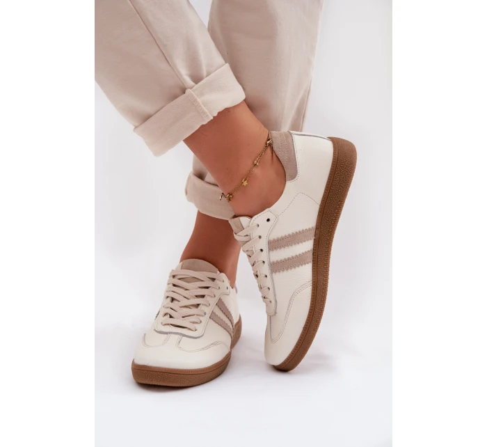 Zazoo N1068 Kožené Nízké Dámské Tenisky Béžové Zazoo N1068 Kožené Nízké Dámské Tenisky Béžové