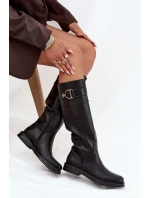 Dámské kozačky na nízkém podpatku se zdobným detailem Arvessa – černé Dámské kozačky na nízkém podpatku se zdobným detailem Arvessa – černé