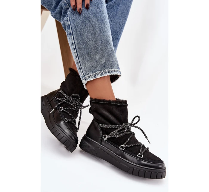 Dámské sněhule Isalisse se šněrováním – černé Dámské sněhule Isalisse se šněrováním – černé