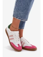 Dámské kožené tenisky ažurové Zazoo – bílo/růžové Dámské kožené tenisky ažurové Zazoo – bílo/růžové