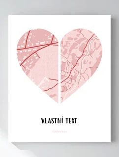 Personalizovaný magický fotoobraz v rámu - 40x50 - dvě mapy jako srdce
