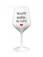 NEJLEPŠÍ SESTŘE NA SVĚTĚ - bílá nerozbitná sklenice na víno 470 ml