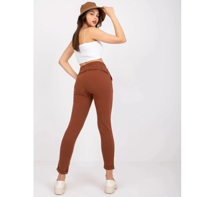 Hnědé dámské úpletové kalhoty typu chino model 21470493 - Factory Price