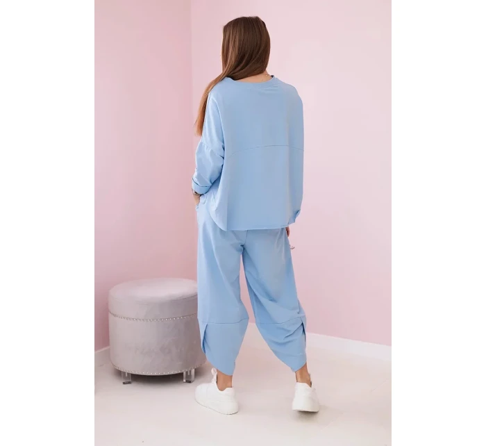 Bavlněná mikina kalhoty set modrý Bavlněná mikina kalhoty set modrý