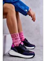 Dámská sportovní obuv na klínku GOE KK2N4081 černé a Námořnická modrá Dámská sportovní obuv na klínku GOE KK2N4081 černé a Námořnická modrá