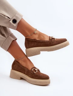 model 21652497 Zamszové Dámské Mokasíny S Ozdobou Hnědé - Zazoo
