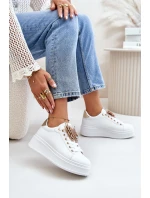 Dámské Tenisky Na Platformě S Motýlem Bílá-Zlatá Naritevia