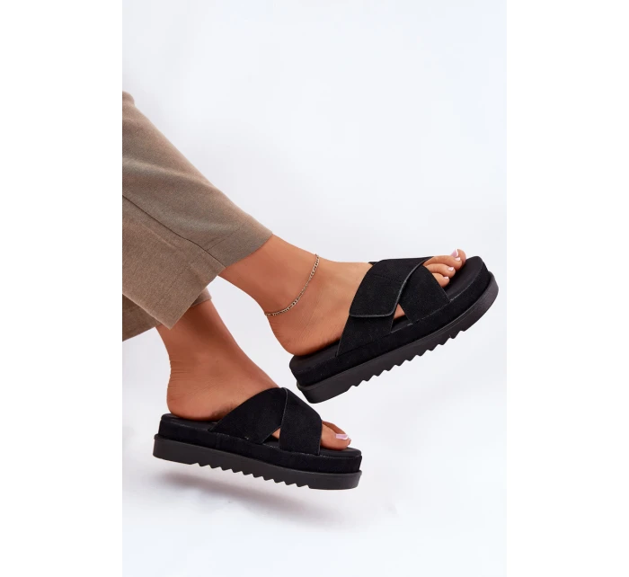 Dámské sandály na platformě s proplétanými pásky černé Rinasara