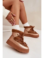 Nízké dámské sněhule s teplým kožíškem a silným šněrováním Camel Xarina Nízké dámské sněhule s teplým kožíškem a silným šněrováním Camel Xarina