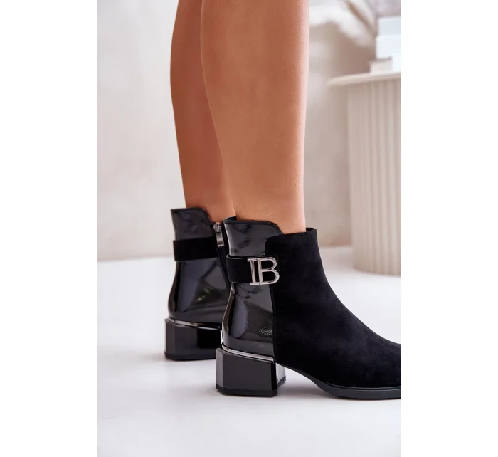 Elegantní kotníkové boty na podpatku zateplené černé Elegantní kotníkové boty na podpatku zateplené černé