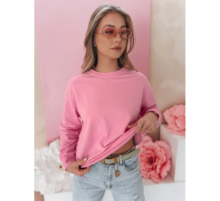 Dámská jednobarevná mikina LUMIVIA růžová FashionStreet BY1371