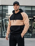 Pánská velbloudí a černá pruhovaná mikina FashionStreet BX5897