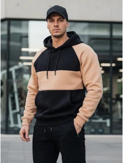 Pánská velbloudí a černá pruhovaná mikina s kapucí Dstreet model 21986001 - FashionStreet