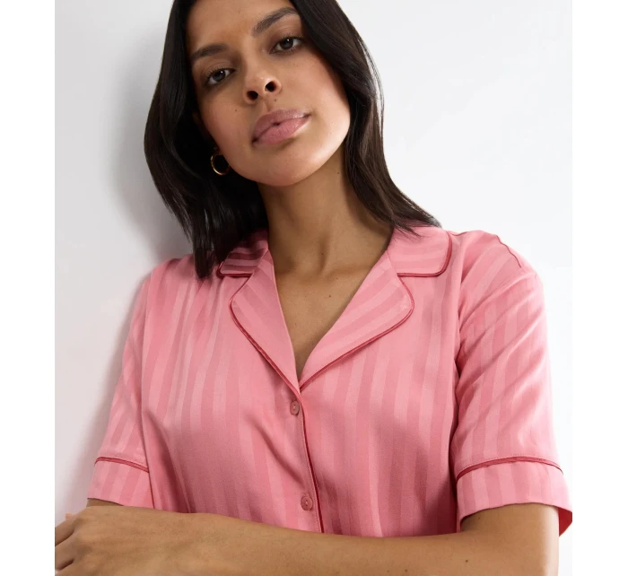 Amourette Jacquard Boyfriend Shirt - RED - TRIUMPH RED - TRIUMPH Amourette Jacquard Boyfriend Shirt - RED - TRIUMPH RED - TRIUMPH