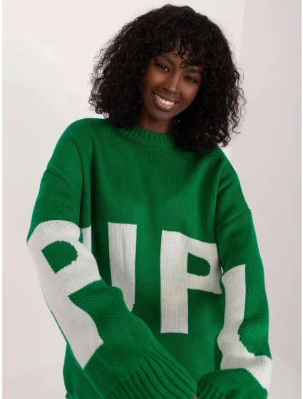 Zelený dámský oversize svetr model 19769912 - Factory Price