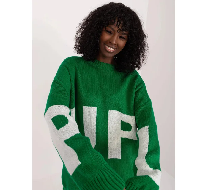 Zelený dámský oversize svetr model 19769912 - Factory Price