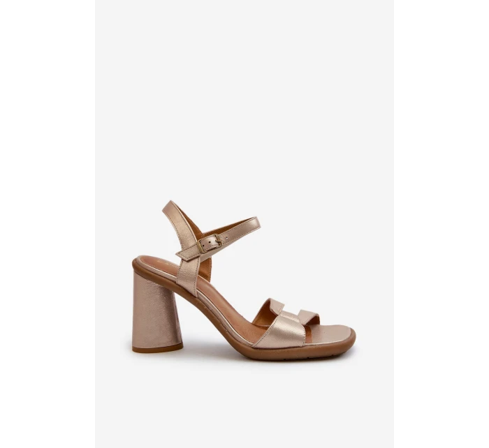 Kožené sandály na podpatku Maciejka 06029-25 Zlaté