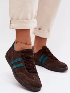 model 21935189 Semišové Nízké Dámské Tenisky Čokoládové - Zazoo