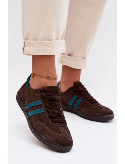 model 21935189 Semišové Nízké Dámské Tenisky Čokoládové - Zazoo