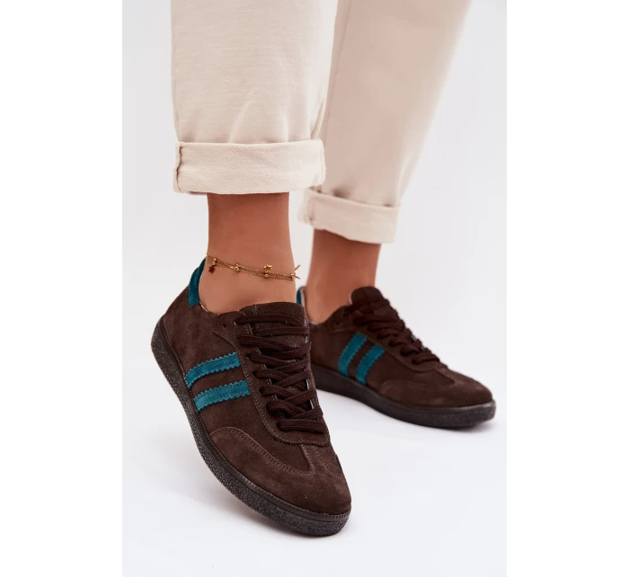 model 21935189 Semišové Nízké Dámské Tenisky Čokoládové - Zazoo