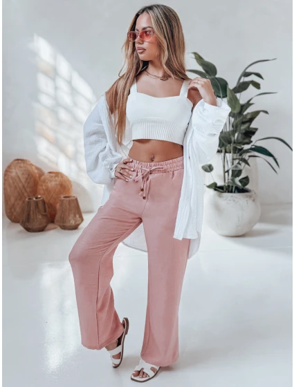 Dámské látkové kalhoty LINESSA růžové FashionStreet UY2645