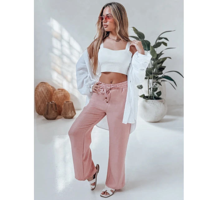 Dámské látkové kalhoty LINESSA růžové FashionStreet UY2645